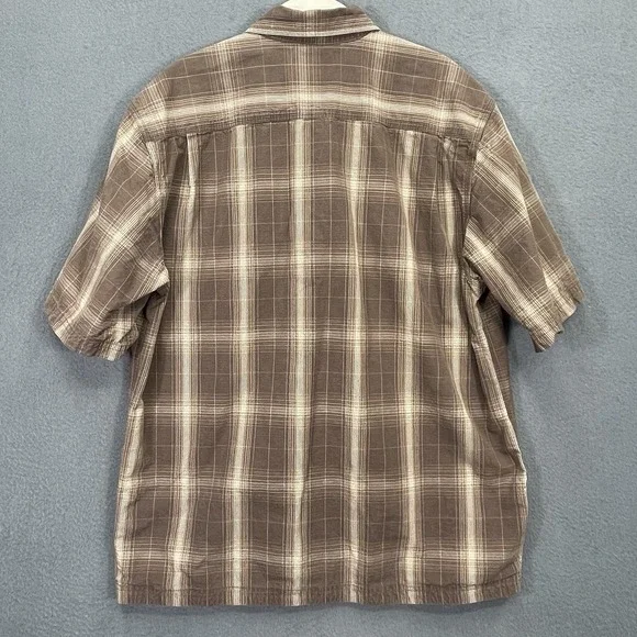 Carhartt Relaxed Fit S/S Button Shirt Mens Large Brown Plaid Pocket 100%‎ Cotton - Picture 4 of 10